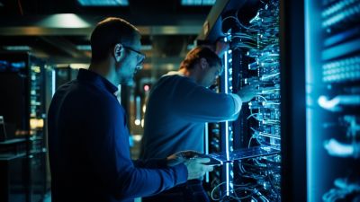 IT engineers in server room