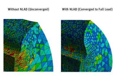 Element quality comparison between a simulation without NLAD and one with NLAD