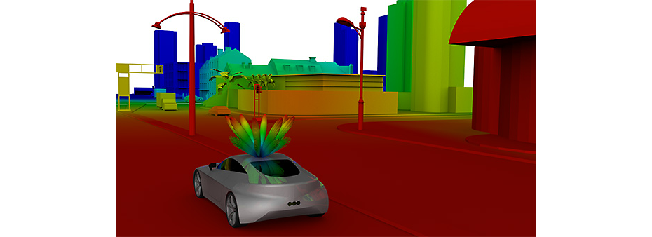 Simulation of an autonomous vehicle’s lidar systems shows how accurately (red) or inaccurately (blue) certain objects are detected