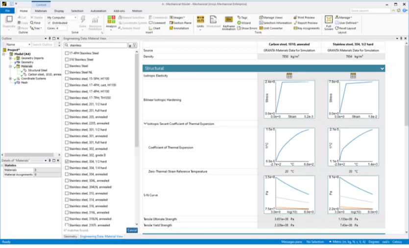 Ansys Granta Material Properties Database for Simulation
