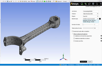 Mechanical simulation in Ansys with Cloud integration