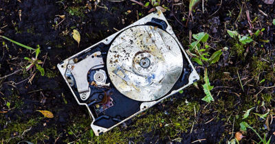 A lost hard drive on the ground.