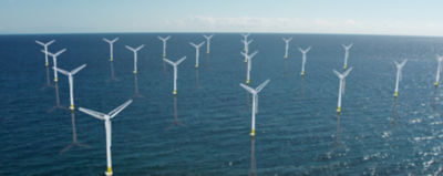Wind turbines in a body of water
