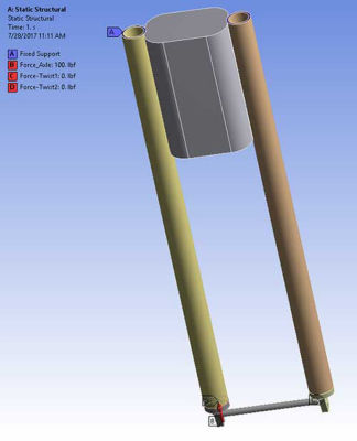Topology optimization example of a motorcycle fork