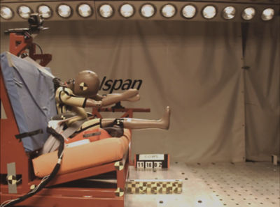 Physical testing using a crash dummy to verify simulation results