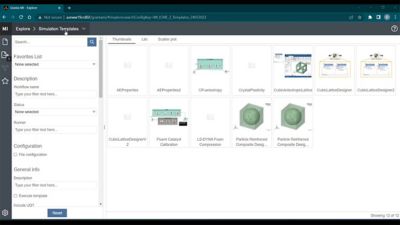 Simulation templates available within Ansys Granta MI