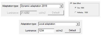 Preferred adaption glare settings