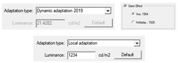 Preferred adaption glare settings