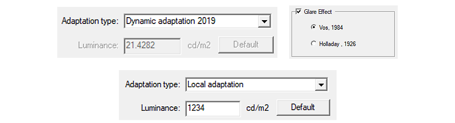 Preferred adaption glare settings