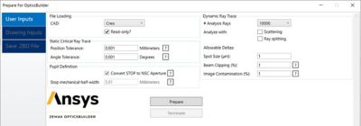 Prepare for Opticsbuilder tool