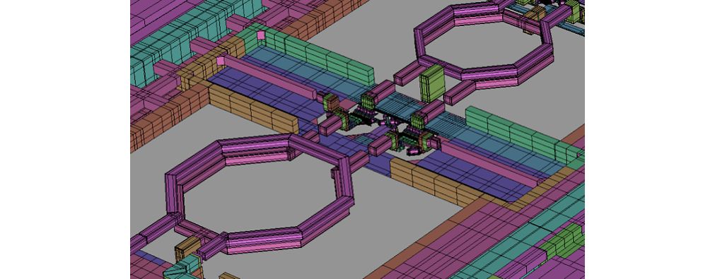 Ansys RaptorX™ is certified by Samsung Foundry to accurately model  the behavior of high-speed silicon like this radio frequency (RF) integrated circuit with inductor coils