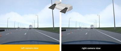 The Ansys SPEOS lens simulator has the power to simulate multiple camera lenses mounted on  ADAS-equipped vehicles under dynamic driving conditions.