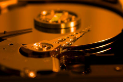 closeup of hard drive