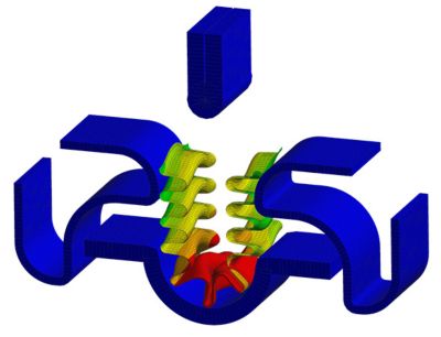 Simulation showing the affect of compression bending on the tubes