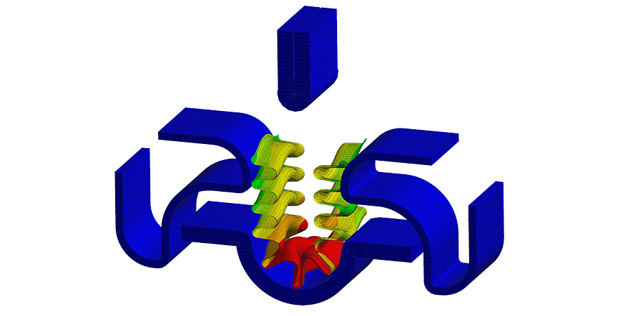Simulation showing the affect of compression bending on the tubes