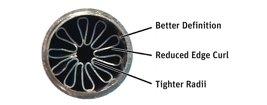Cross-section view of the second fins showing better definition and reduced edge curl