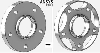 a wheel rim redesigned to reduce weights by 50% using topology optimization in Ansys AIM