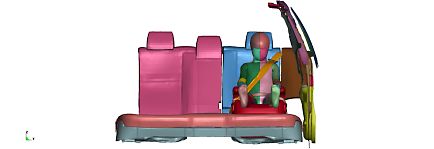 Simulation of a child passenger in a car seat before a side impact collision 