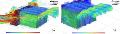 Comparison of airflow around accumulator