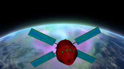 Charging simulation in EMA3D Charge of a human space capsule in a GEO environment.