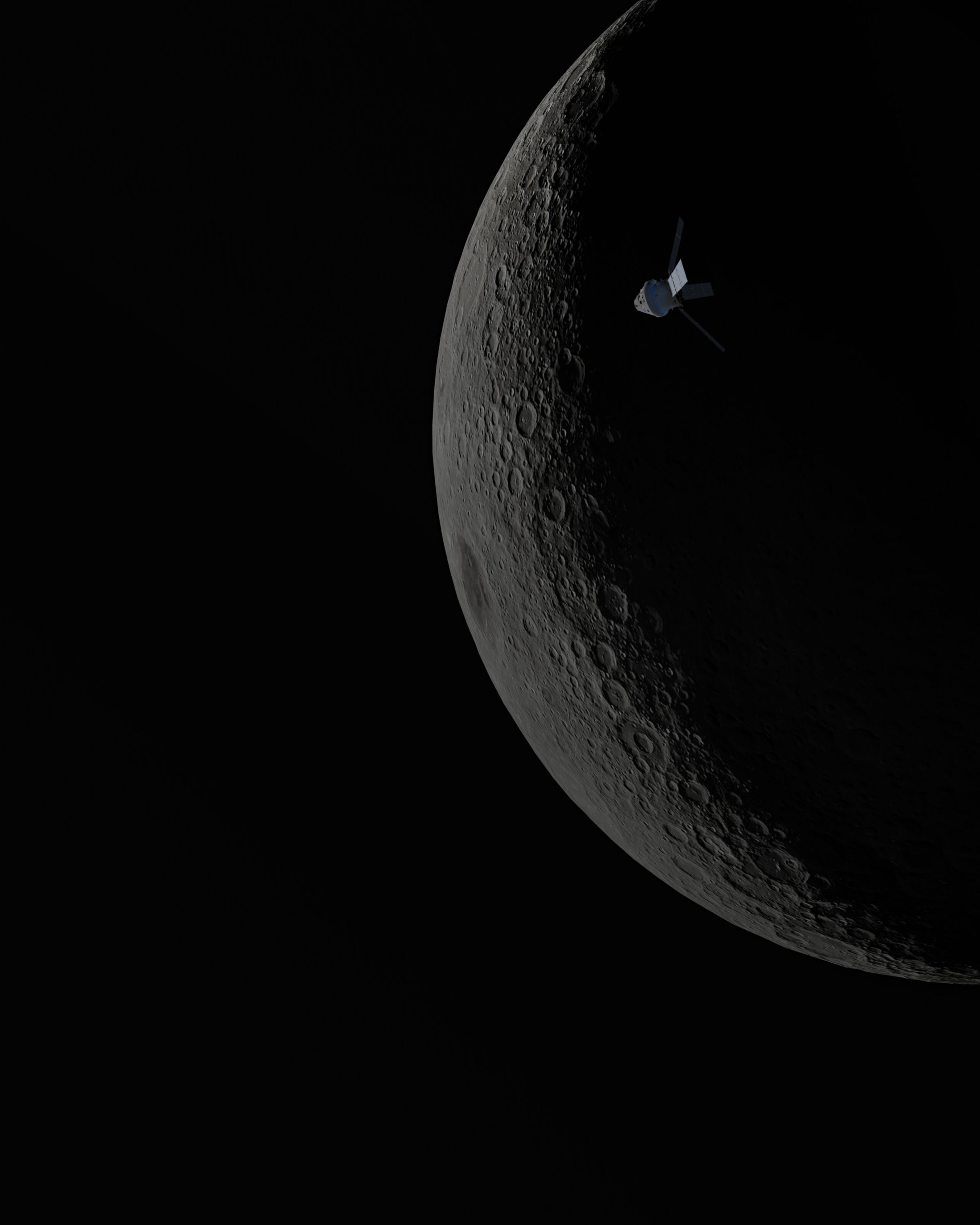 Background image of a satellite orbiting the moon