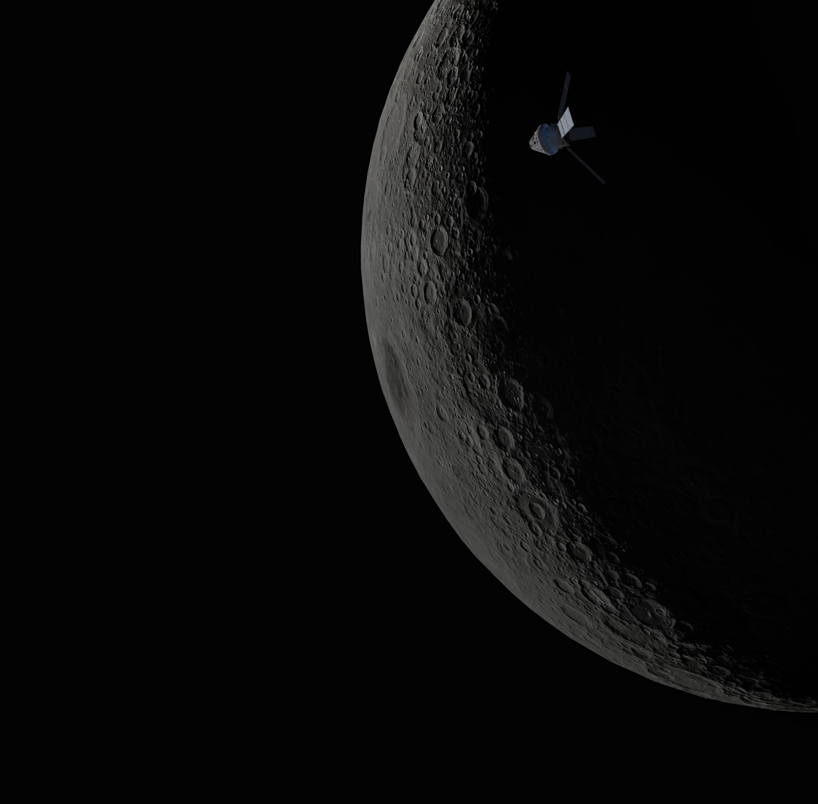 月を周回する衛星の背景画像