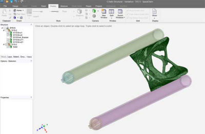 Optimized shape in Ansys SpaceClaim including original geometry