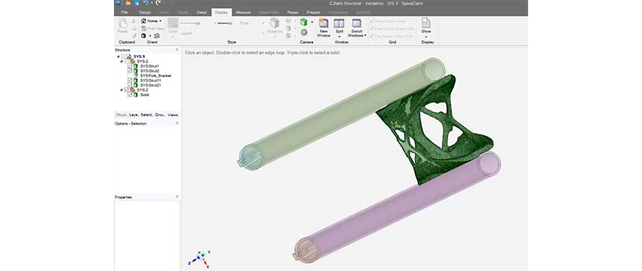 Optimized shape in Ansys SpaceClaim including original geometry