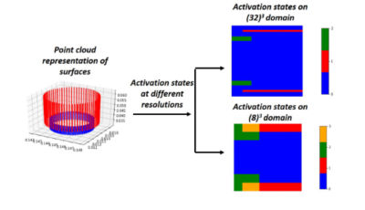 The ActivationNet algorithm uses the spatial location and density of points in a cloud or mesh to generate activation states.