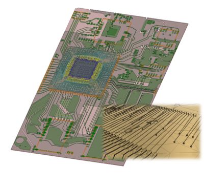 最近对PCB +粘结线封装模型(如下图)的基准测试表明，Ansys HFSS Phi plus Mesher的初始网格生成速度提高了18倍万博