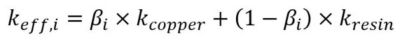 where k is thermal conductivity, βi is the fraction of layer i covered by copper.