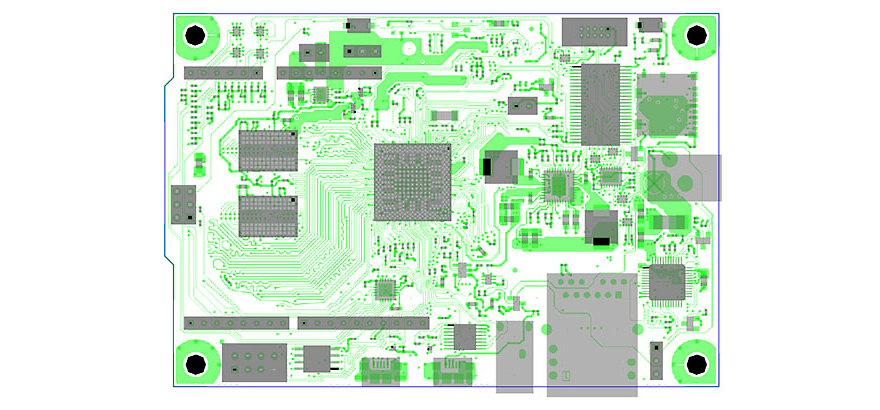Figure 2: An Ansys Sherlock model of a PCBA top layer