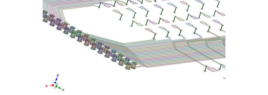 Figure 5: Copper PCB features modeled as shell and beam reinforcements in Ansys Sherlock.