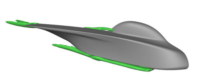 The figure above shows some elements of the turbulent wake left behind by the solar car Green Spirit. The canopy, wheels and licence plate contribute most to these turbulent wakes.