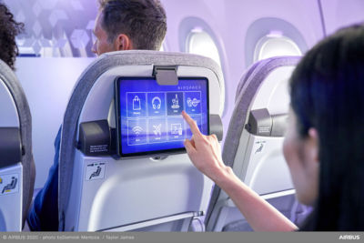 Touchscreen and tablet holder in a plane