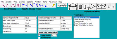 The Ansys Nuhertz FilterSolutions “filter quick” synthesis screen