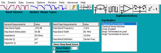 The Ansys Nuhertz FilterSolutions “filter quick” synthesis screen