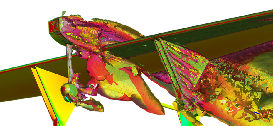 Turbulent study around sharp edges from fuselage and landing gear elements
