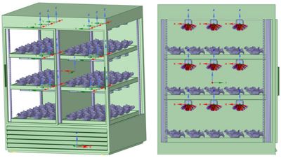 Vertical farm isometric (left) and side view.