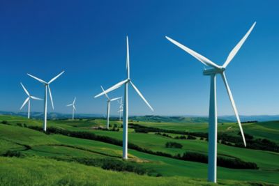 Wind turbines on wind farm