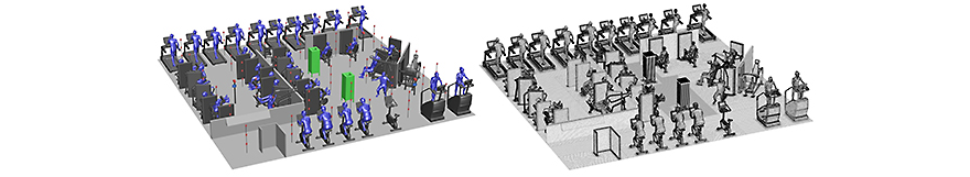 Using simulation to track the number of aerosol particles within a fitness center.