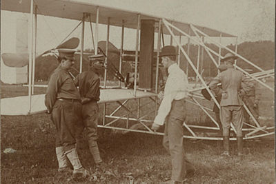 The Wright brothers and Army Signal Corps soldiers