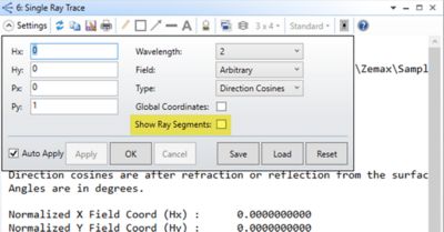 Ray segment data in Ansys OpticStudio